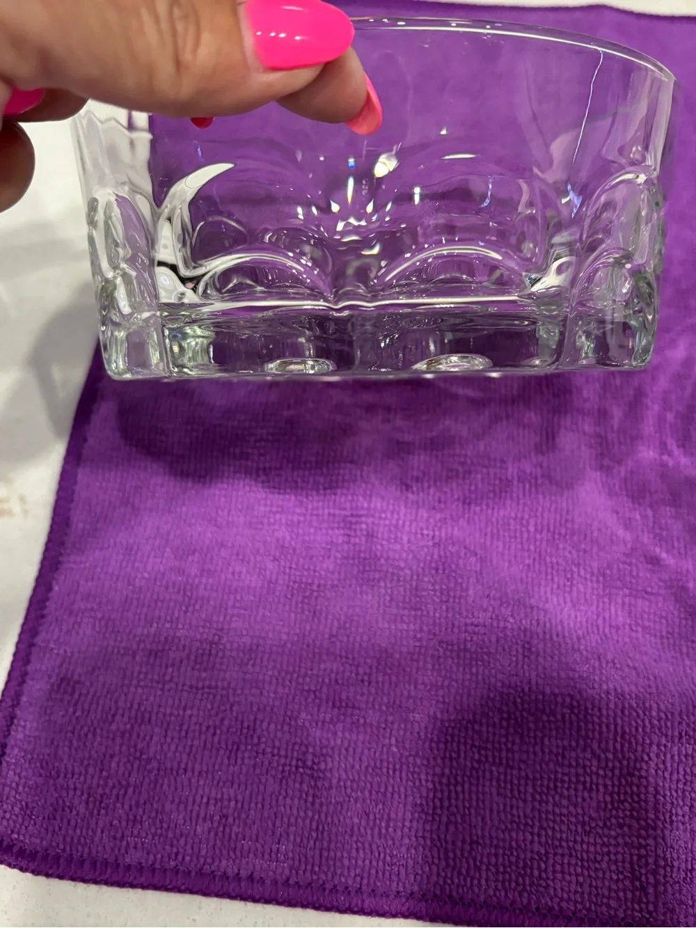 2 Vintage Duralex France Clear Glass Thumbprint Daisy Bowls - Excellent Conditio